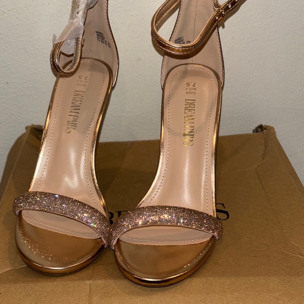 bebe Shimmering Gold Heels
